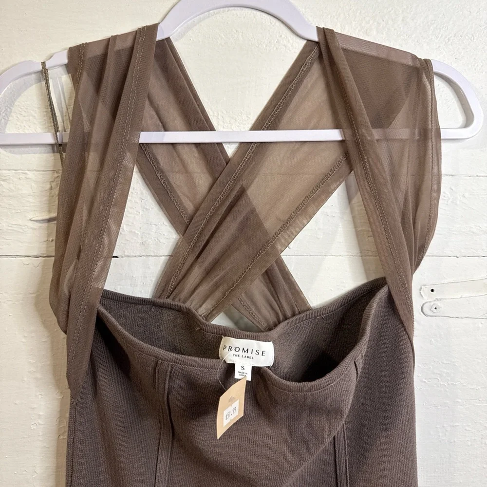 Promise Chocolate Cross-Strap Mini Dress - Picture 3 of 7